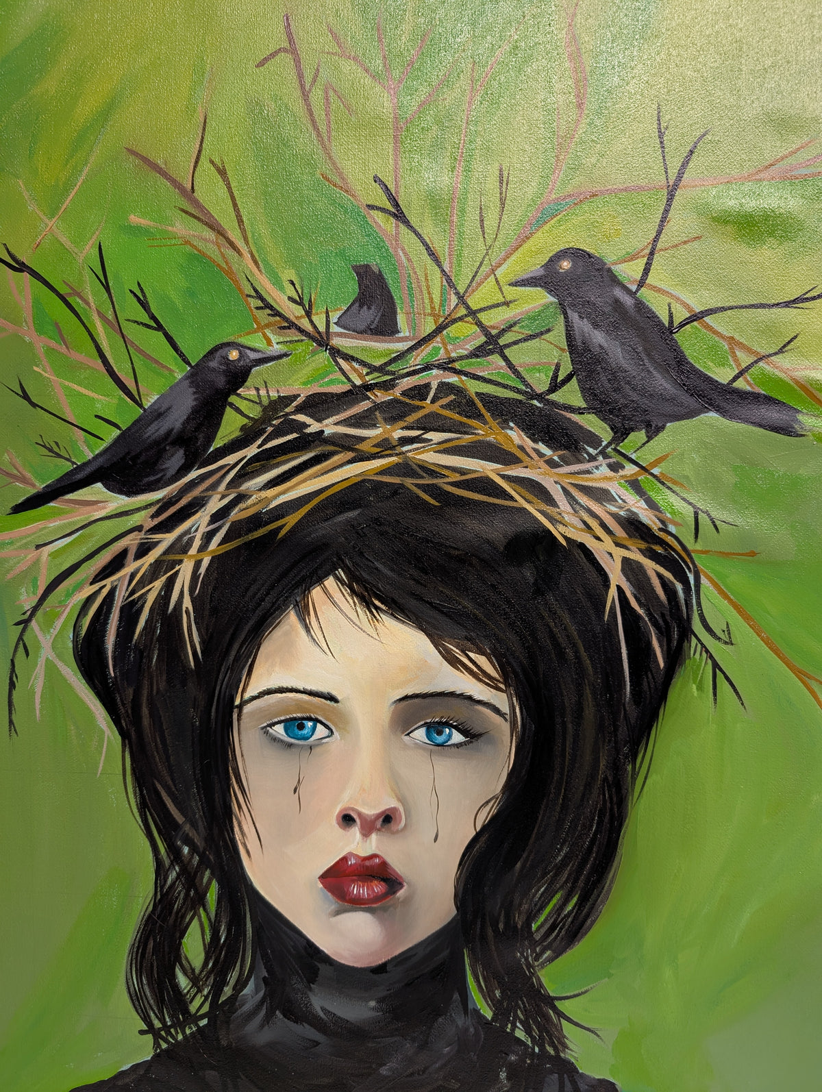 'Black wings, silent grace'